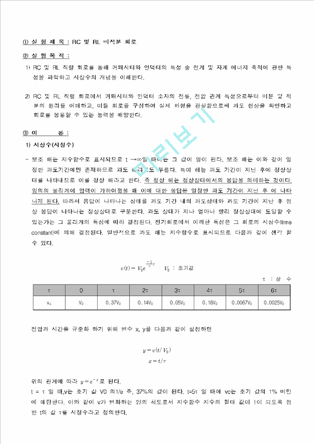 [실험결과] 기초회로실험(실험16 rc및rl 미적분회로)[1].hwp